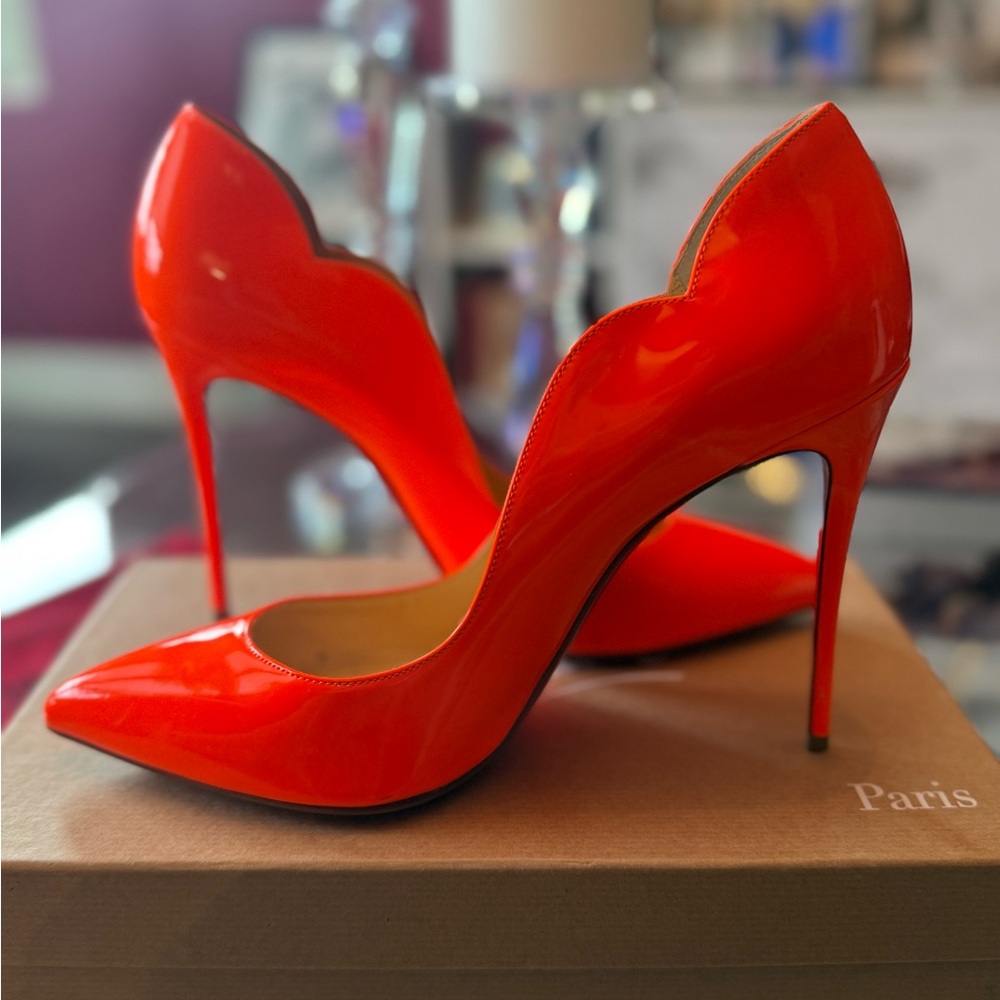 Louboutin Elegant Orange Stiletto Heels